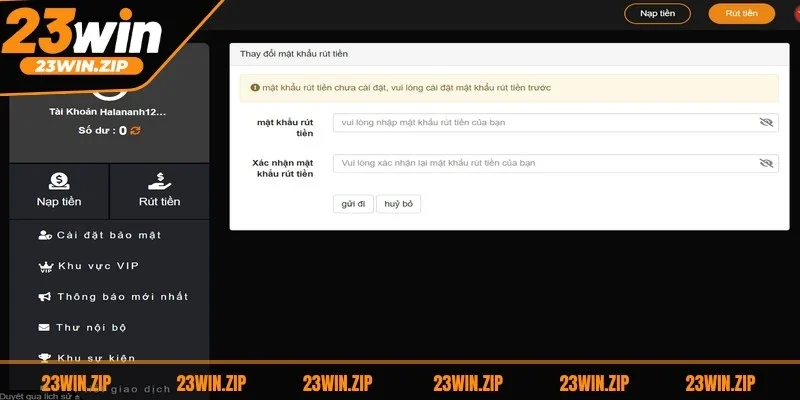 Thao tác rút tiền tại nhà cái 23wincom đơn giản và không phức tạp